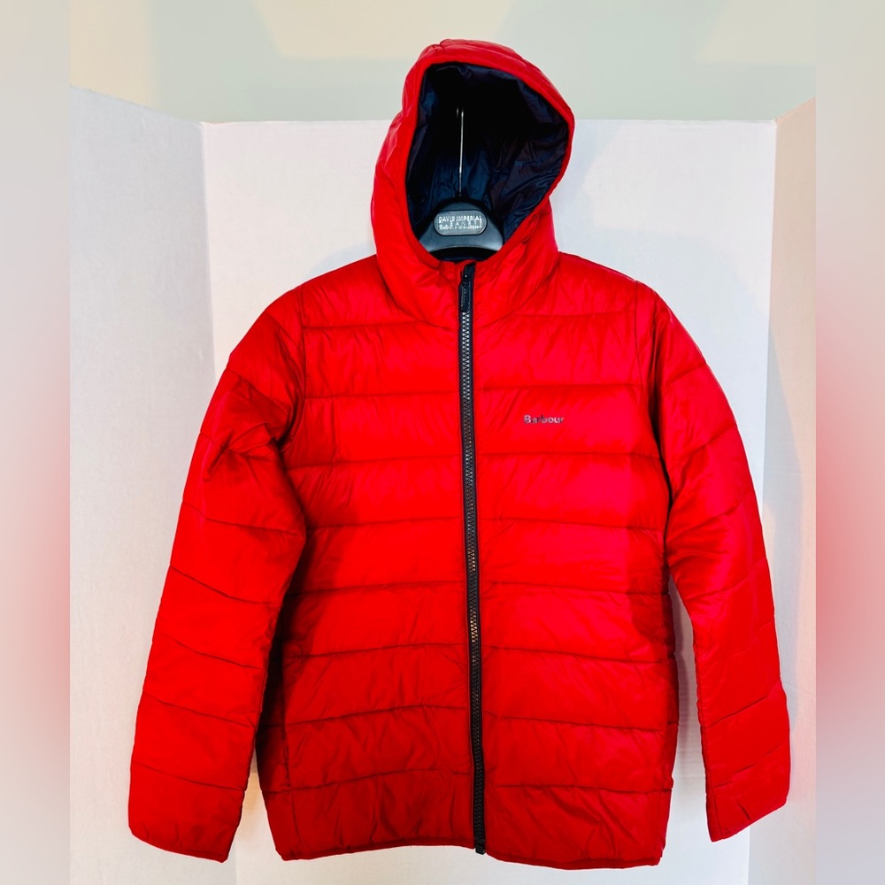 Barbour Kids Red Quilted Hooded Puffer Jacket 12/13